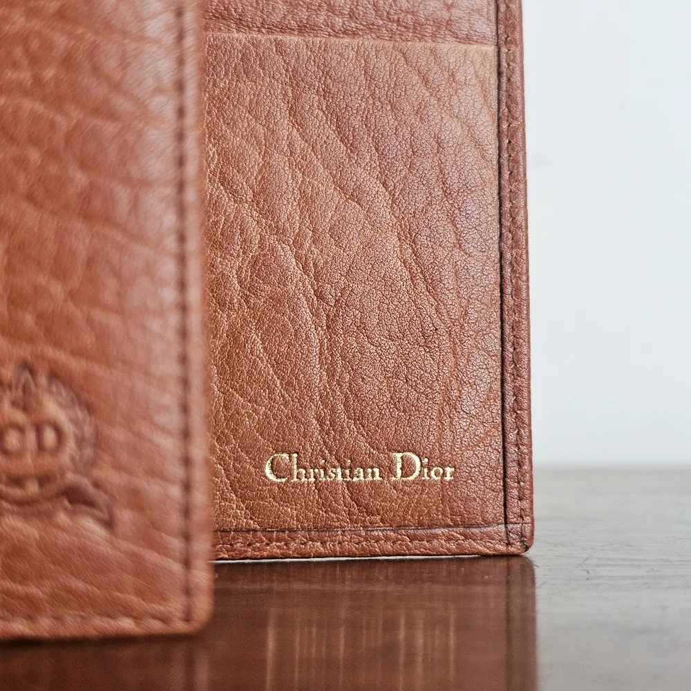 Rare Christian Dior Vintage Pebbled Leather Bifold Wallet Made in Spain CD Logo